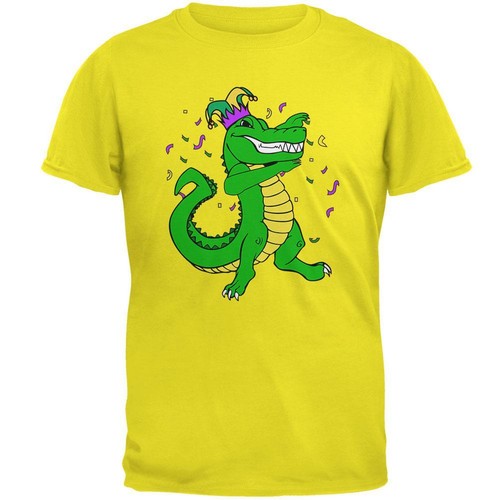 Mardi Gras Dabbing Alligator Jester Mens T Shirt - 第 1/3 張圖片