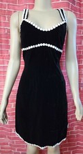 SUNJOO MOON Paris GOGO MOD INSPIRED VTG. Black Velvet Women Dress Sz S NWT #C3