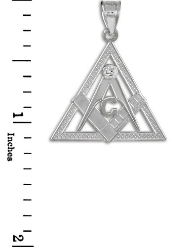 Collar colgante masónico de plata esterlina 925 triángulo masónico circonio hecho en EE. UU. - Imagen 4 de 4