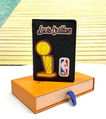 Louis Vuitton NBA Black Leather Monogram Patches Logo Pocket Organizer Wallet