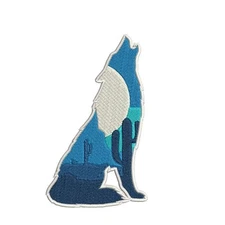 Wolf Moon Embroidered Patch Iron-On Applique Nature Wildlife Souvenir Gift Retro