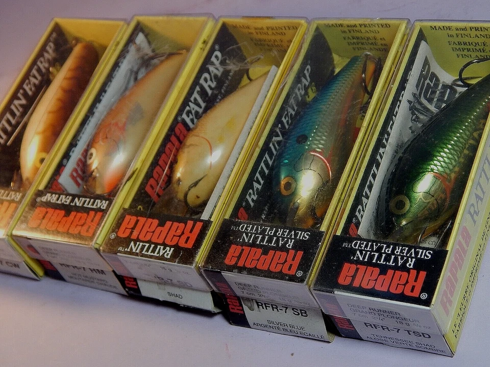 Señuelos Rapala Rattlin' Fat Rap RFR07-CW/HM/SD/SB/TSD (18 g/7 cm) vintage años 90-NOS Foto 3 de 4