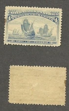 1892 US 4 cent Columbian Scott# 233 Mint, NH (gum crackly, brown spot)  stk#DW