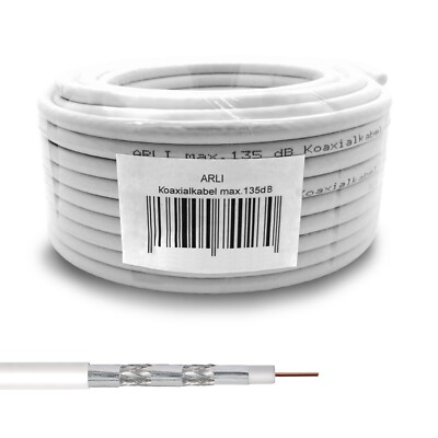 20m Koaxialkabel max. 135dB 5-fach geschirmt Koax Sat Kabel TV 4K HD UHD Digital
