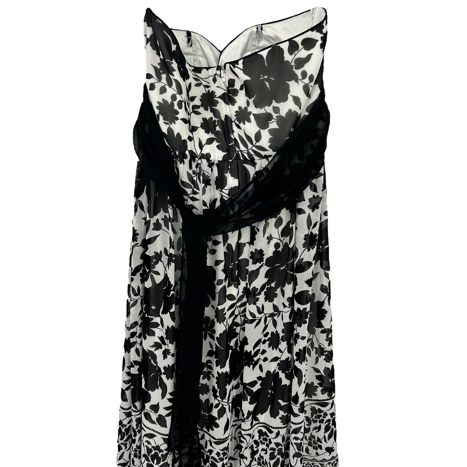 White House Black Market Dress Womens Size 6 Floral Fit and Flare Strapless