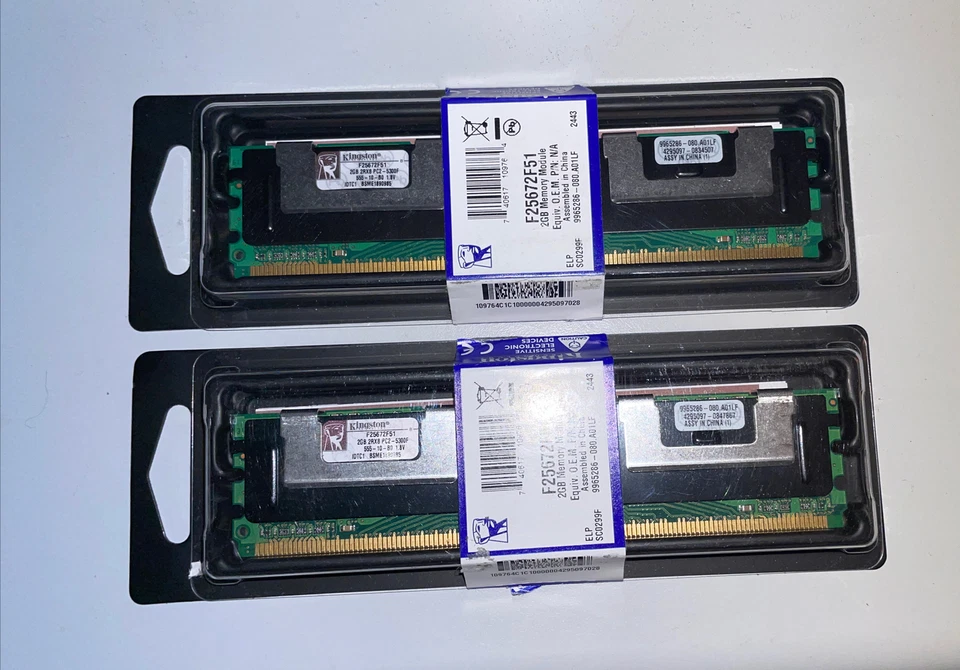4GB kit 2x2GB 2RX8 PC2-5300F-555-10-B0 1.8V DELL POWEREDGE Kingston F25672F51 - Image 2 of 3