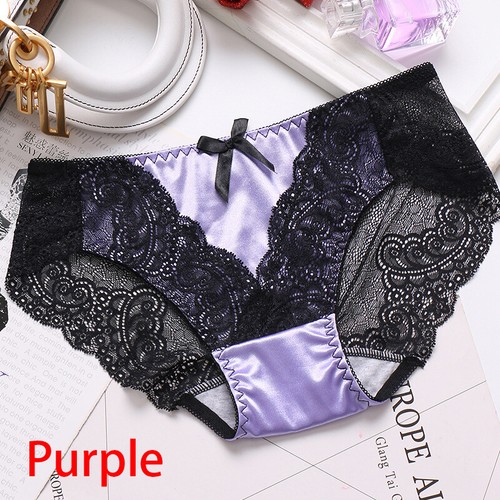 Women Silk Satin Lace Seamless Panties Briefs Lingerie Underwear Knickers M-2XL - Picture 13 of 19