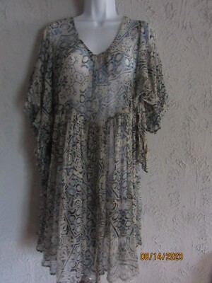 Mes Demoiselles Paris nwt sz 34 viscose fairy dress sheer tans blues  tattered