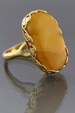 Butterscotch Genuine BALTIC AMBER Gold Plated Silver Adjustable Ring 6.7g 404-24