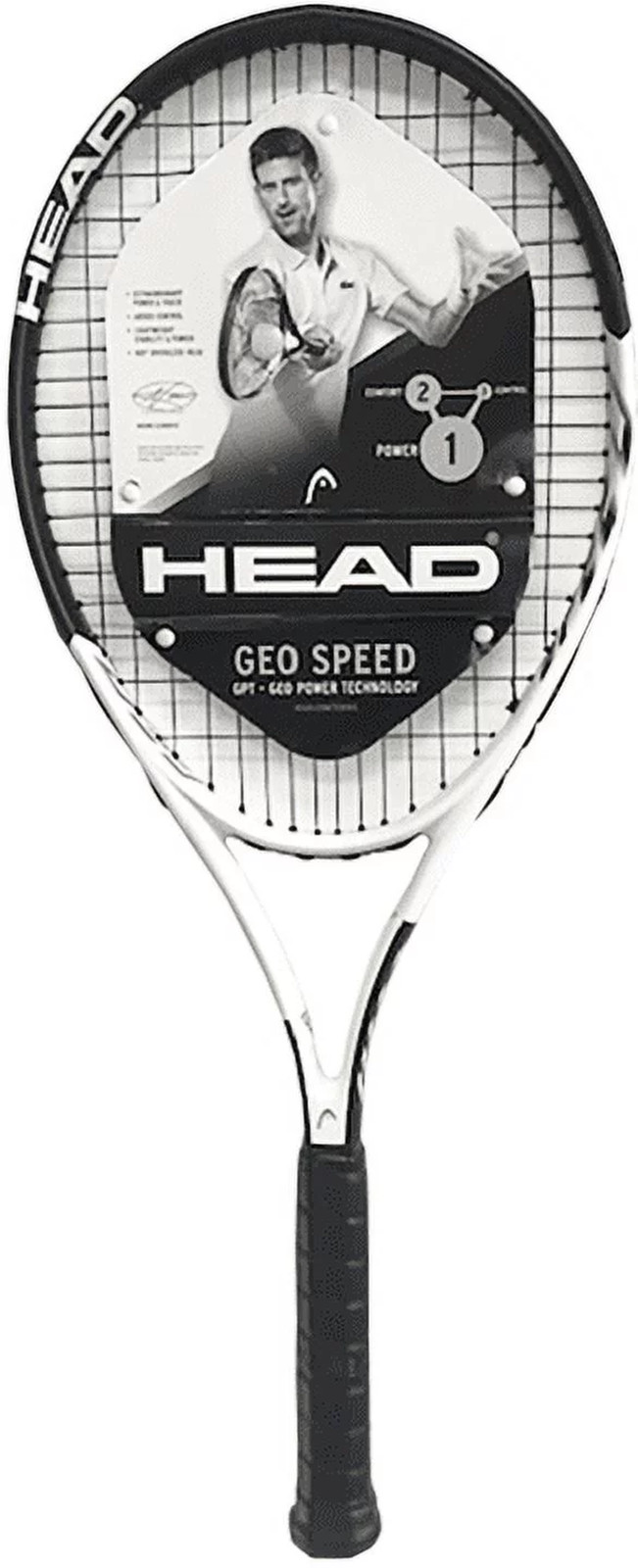 Geo Speed Adult Tennis Racquet Pre Strung Black/White 10.4oz