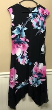 Luxology Women's Sz 10 Chiffon Swing Floral Dress Black Pink Sleeveless NWT