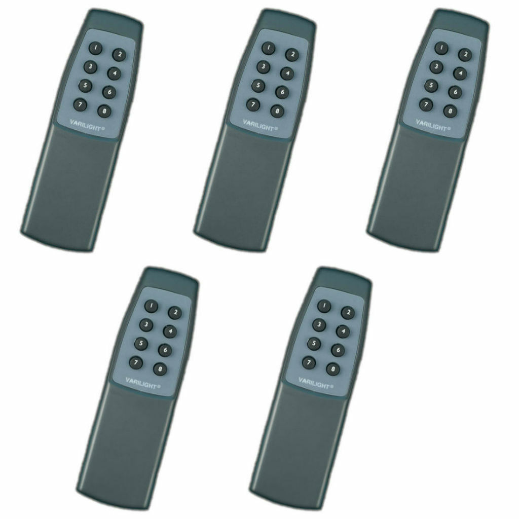 5 x Varilight YRC8 Infra Red Remote Control Units - 8 Button
