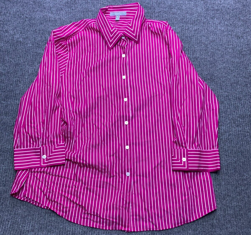 Top Foxcroft Mujer Forma Calce Rayas Maduras Abotonadas Talla 16W Rosa Oficina - Imagen 1 de 9