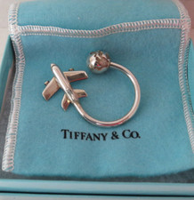 Tiffany  Co. Sterling Silver Airplane  Globe Horseshoe Key Ring Keychain