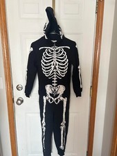 Halloween Costume Child Unisex Full Zip Up Skeleton Suit Size Large Size 10-12