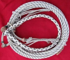 MINT UNUSED ANTIQUE MATCHING CANDY STRIPED BOSAL / HEADSTALL / MECATE SET