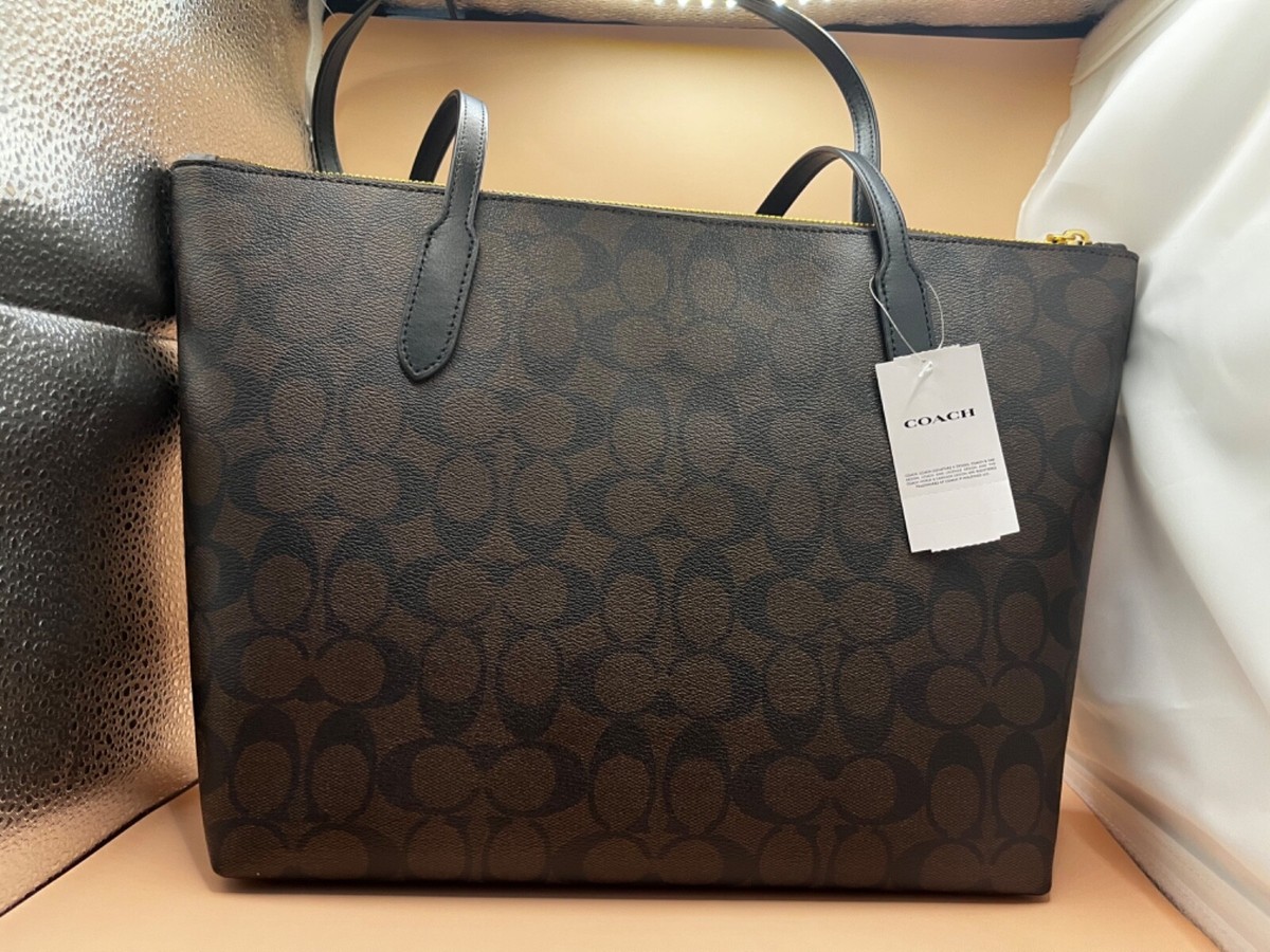 Coach F29208 Zip Top Tote Shoulder Handbag for Women - Brown for