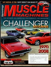 OCTOBER 2008 HEMMINGS MUSCLE MACHINES MAGAZINE #61, DODGE CHALLENGER, NOVA Z/28