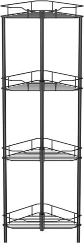 4 Tier Floor Standing Corner Shower Caddy Organizer Shelf with Hooks, Bathroom S