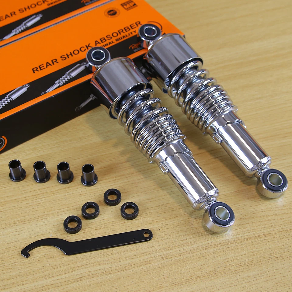 2x Chrome 10.5" Rear Shock Absorber For Harley Sportster Dyna Touring Road King - Image 4 of 4