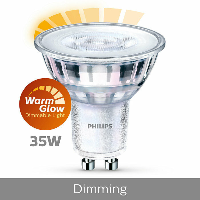 Bombilla Philips LED 4W 35W GU10 250 Lúmenes Dimable 15.000h 54x51mm