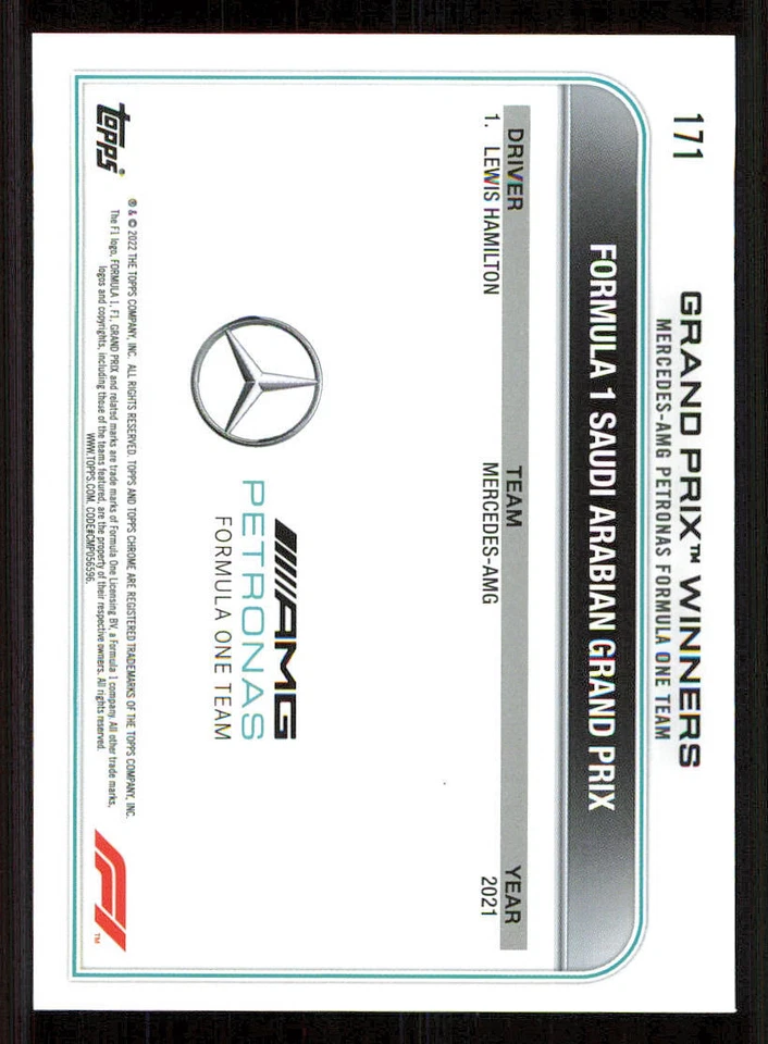 2022 Topps Chrome Formula 1 #171 Lewis Hamilton GPW - Image 2 of 2
