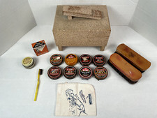 Vintage Griffin Shinemaster Shoeshine Kit Wooden Box w/Brushes and Polish