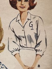 UNCUT Vintage 1962 Butterick 2259 Sz 12 60s Style Button Down Shirt Blouse Easy