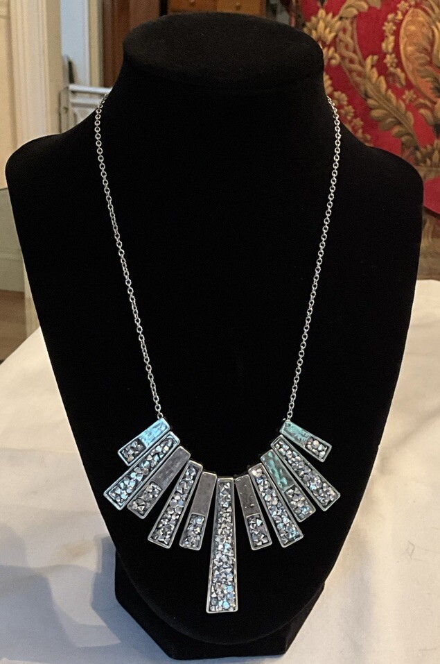 Unique Crystal And Silver Statement Necklace - image 1