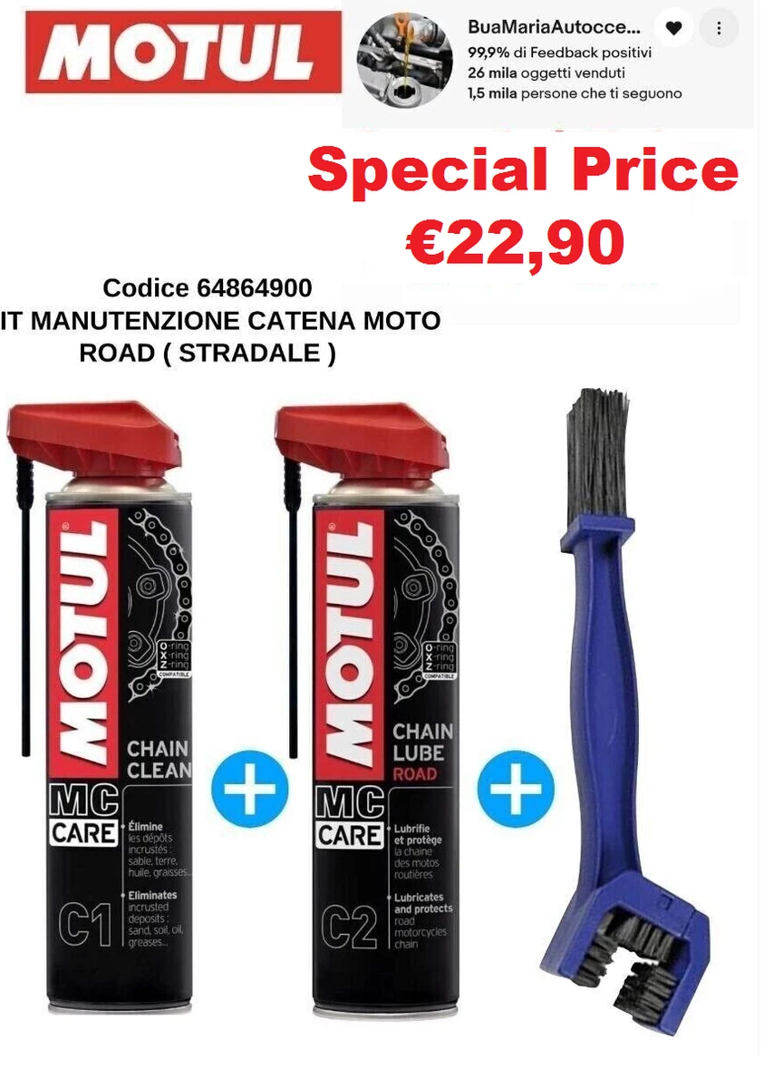 KIT PULIZIA LUBRIFICAZIONE GRASSO CATENA MOTO MOTUL CHAIN LUBE OFF ROAD ENDURO KIT PULIZIA LUBRIFICAZIONE GRASSO CATENA MOTO MOTUL CHAIN LUBE OFF ROAD ENDURO