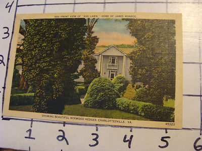  Unused Postcard: VIRGINIA #566 front view of Ash Lawn home of JAMES MONROE