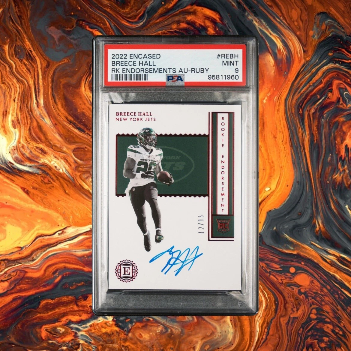 Breece Hall Panini Encased Rookie Endorsements Autographs #REBH Ruby