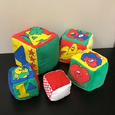 Kids Soft Fabric Stacking Nesting Block Set Animals Letters Numbers Food