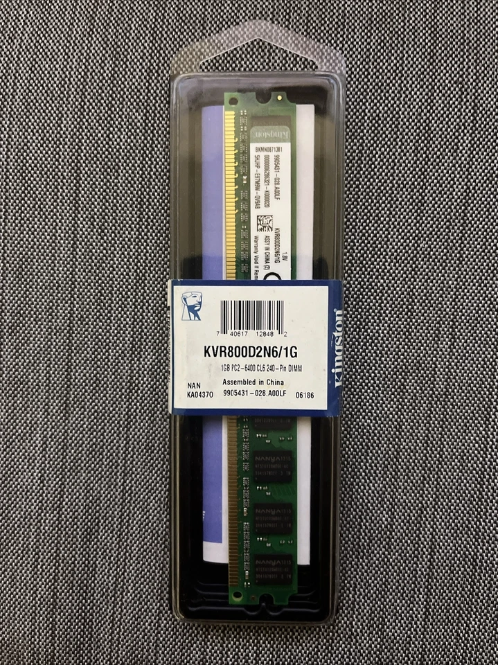 Memoria ram 1GB DDR2 800MT/s Non-ECC Unbuffered DIMM KVR800D2N6/1G 1GB DDR2 - Immagine 2 di 2