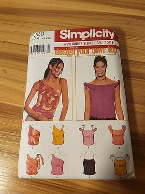 ''Junior's' Design Your Own  Tops''  2001 Simplicity Pattern # 7020 3/4-9/10