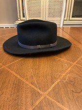 WOOLRICH Black All-Wool Fedora Classic Cowboy Hat Soft XL USA MADE