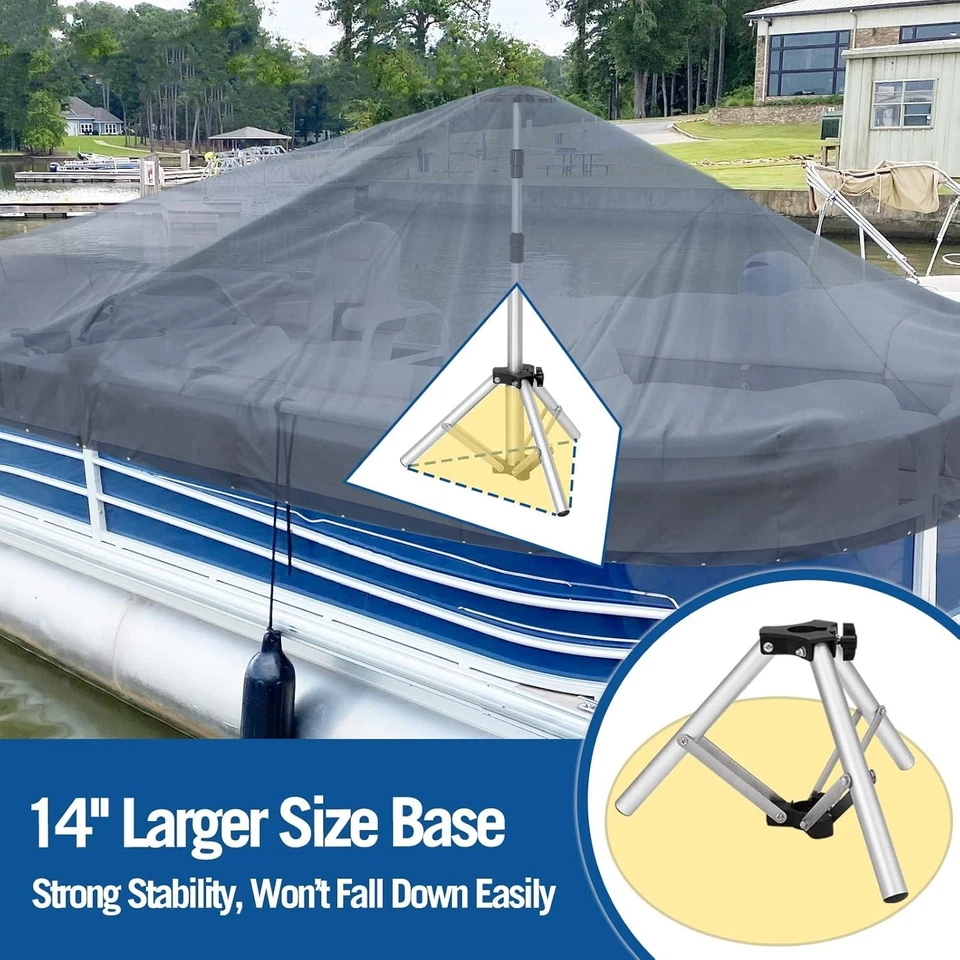 Poste de soporte para cubierta de barco con base de trípode de metal, Extra alto Foto 3 de 4