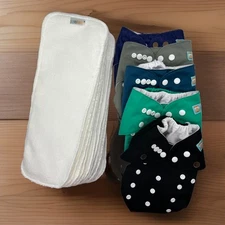 Lot of 5 Alvababy Assorted Colors Pocket Cloth Diapers w/11 Liners