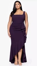 Betsy  Adam Women's Square-Neck Cascading-Ruffle Gown Size 12 Petite
