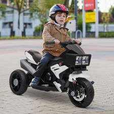 Kids Motorcycle, Battery-Operated Ride-on Toy for Toddlers w/ Horn Music White