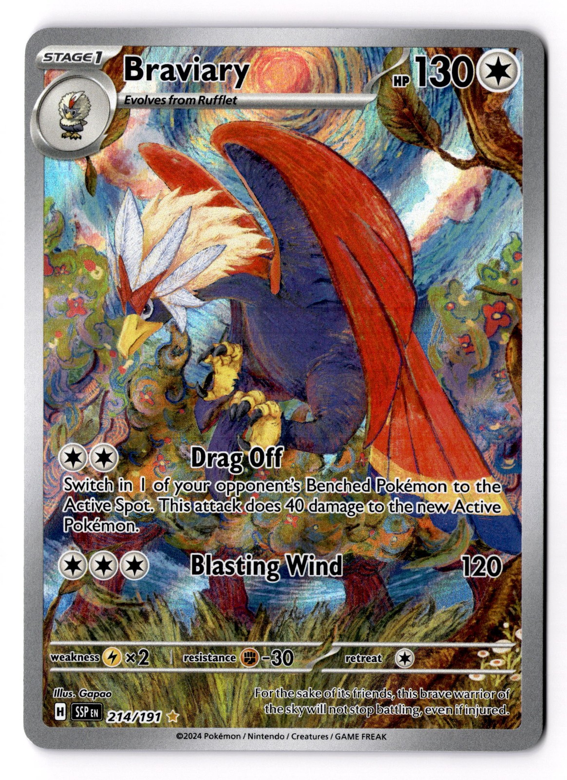 Braviary - 214/191 SV08: Surging Sparks Holo LP