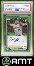 Brock Wilken Auto PSA 9 2024 Bowman 82/99 Chrome Prospect Green Shimmer 7621