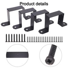 4 Stück Schwarz Stahl Zaunpfosten Klammern U Form 4x4 für Terrassenzaun Stabil