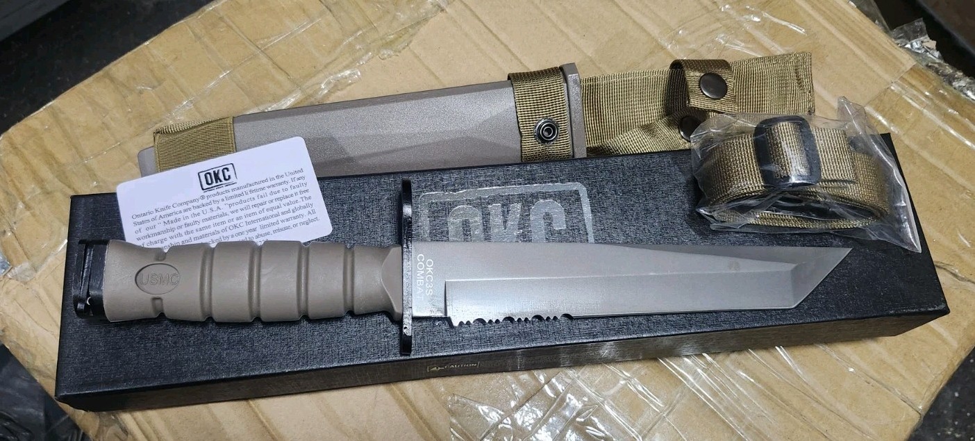 Ontario Knife Company "STYLE" Bayonet OKC3S Tanto, USMC Logo, Bayonetta