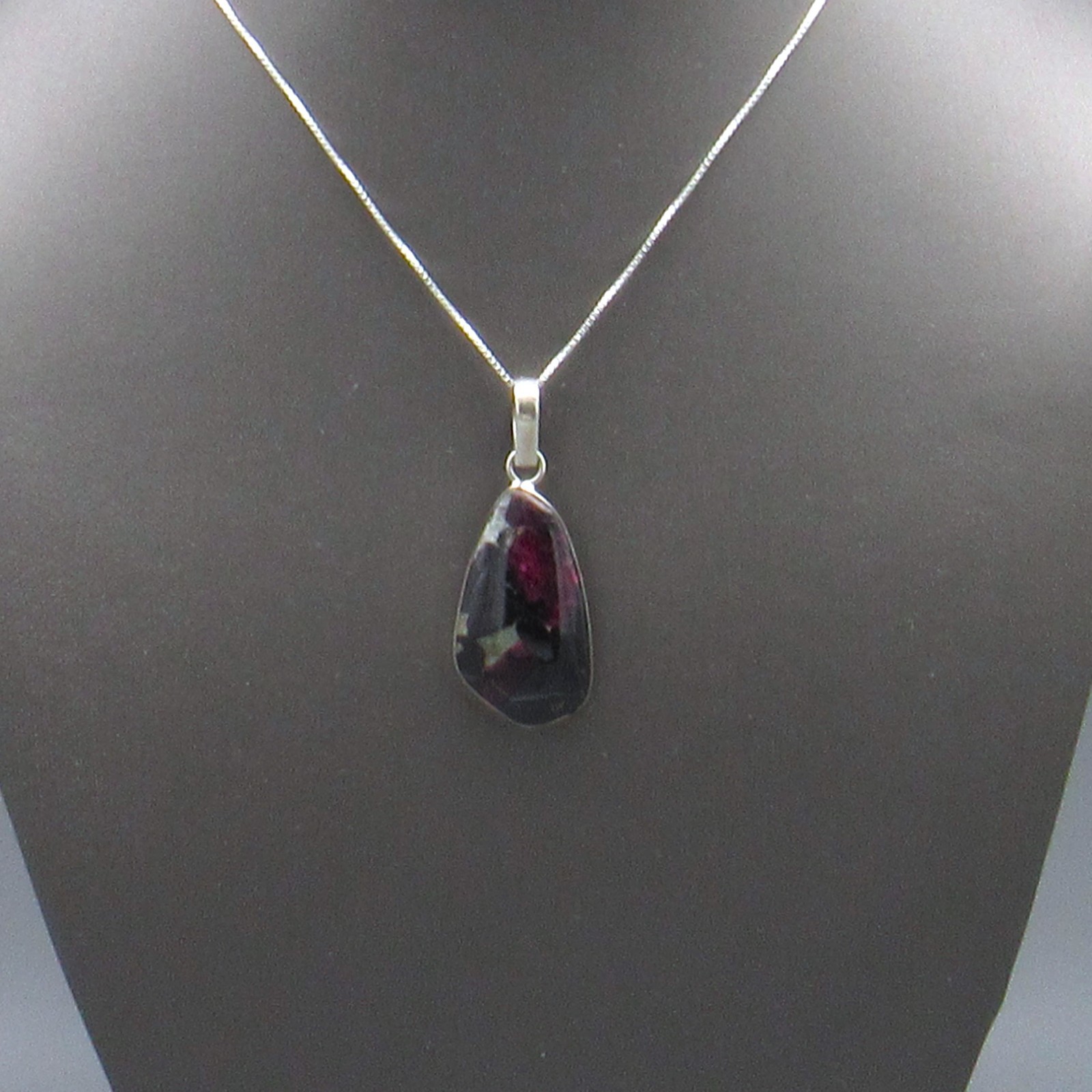 Sterling Silver Ruby Zoisite Pendant Necklace - image 2