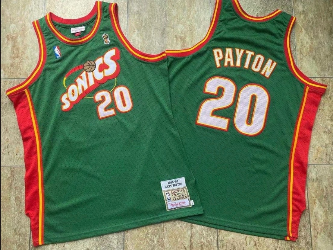 Seattle super sonics gary payton retro vintage green basketball jersey