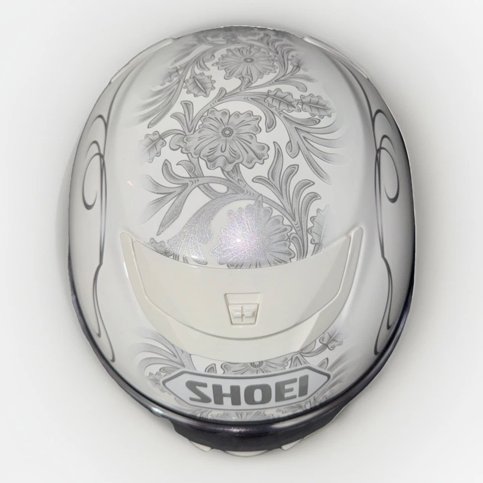 Casco Completo SHOEI Qwest Goddess Talla M Blanco con Gráficos Hecho en Japón RARO Foto 4 de 4