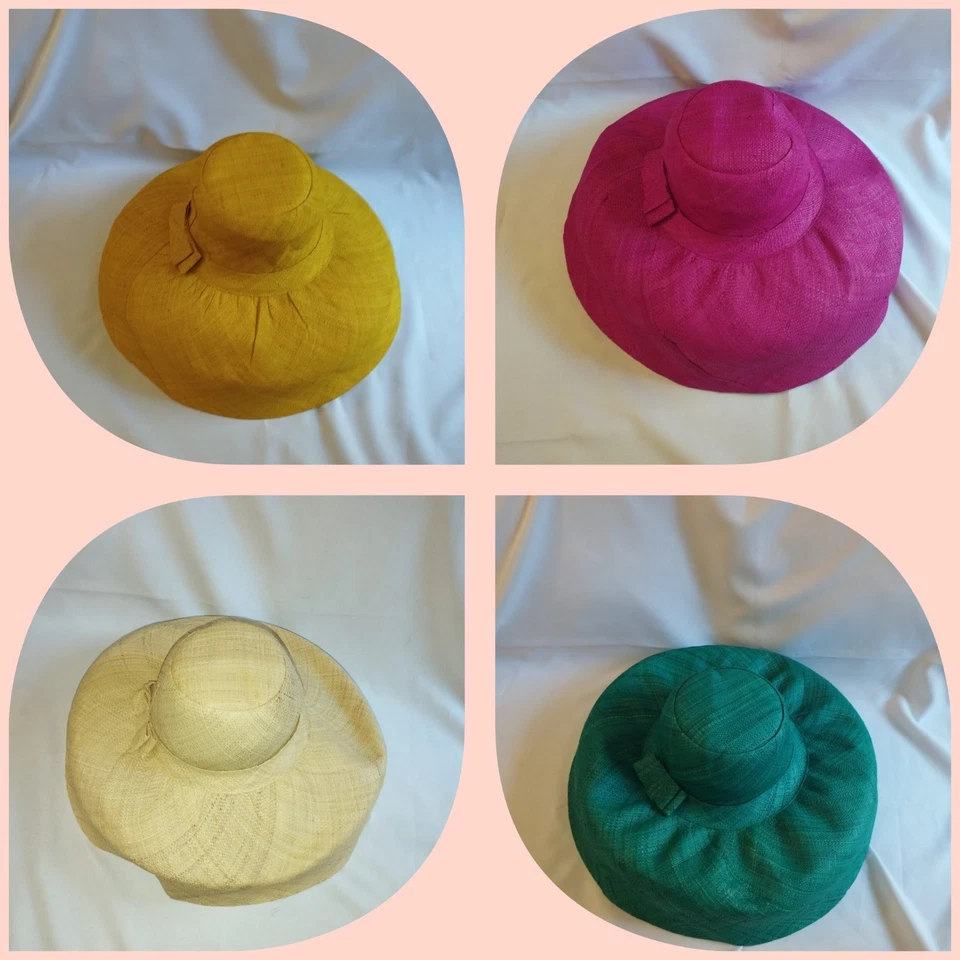Chapeau Plage Raphia Large bord incurvé Raphia Rabanne De Madagascar SoaArtShop - Photo 1/4