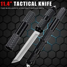 11.4"Military Tactical FIXED BLADE Survival Hunting Combat KNIFE w/ Kydex Sheath