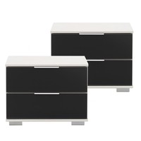 Nachttisch Nachtschrank 2Er Set Konsole Weiß Nachtkonsole Schwarz Glas